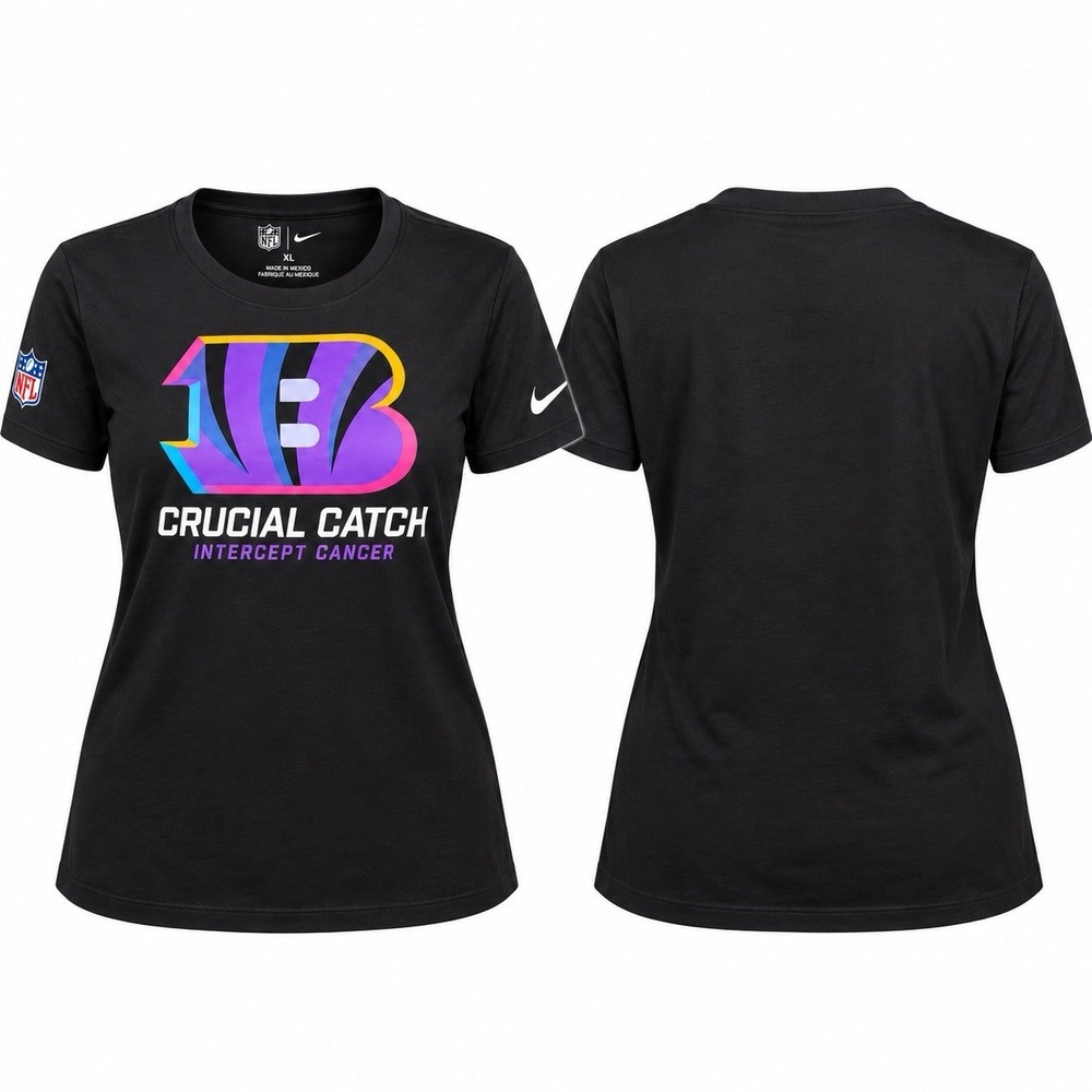 Nike Cincinnati Bengals Crucial Catch Intercept Cancer Women’s XL T-Shirt NWT
